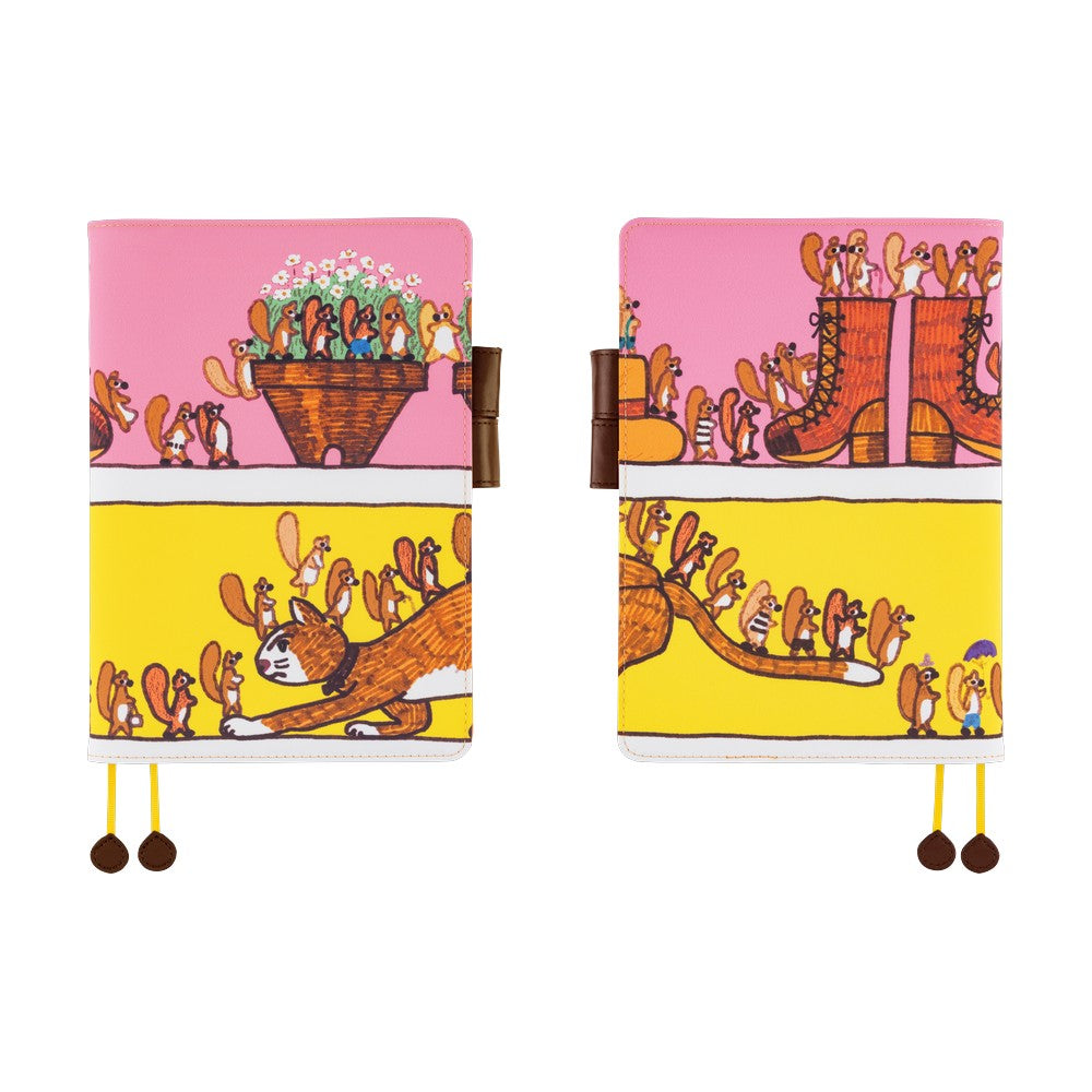 Hobonichi 2026 100%ORANGE Where's the Squirrel Going Book Cover A5 - Blesket Canada