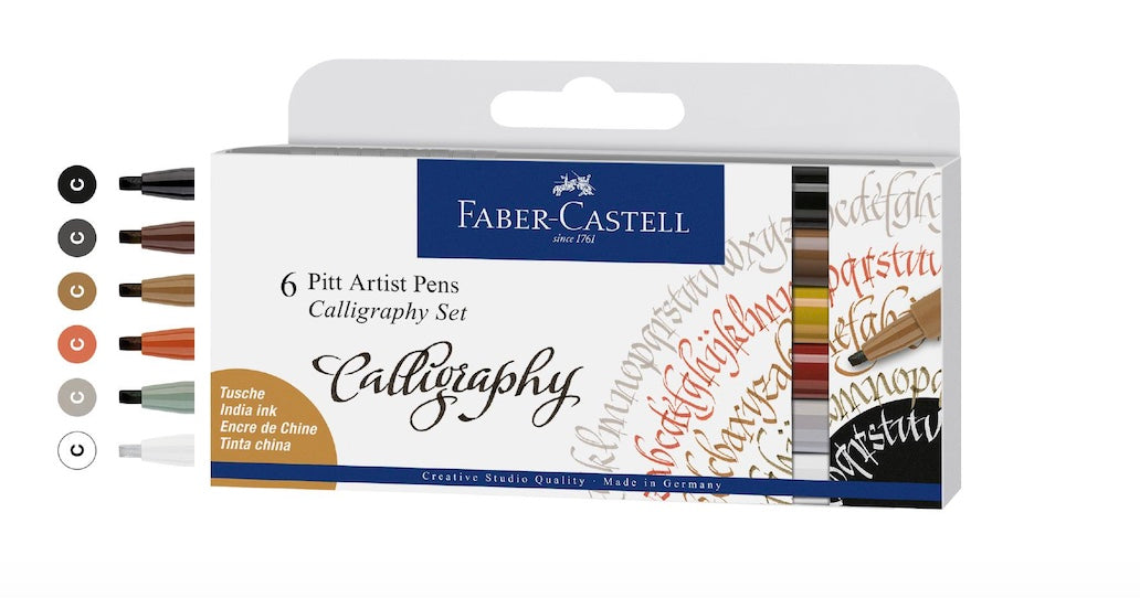 Faber-Castell Pitt Artist Pen India Ink Calligraphy Set/6