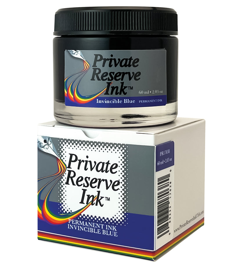 Private Reserve Inks 60ml Ink Bottle - Invincible Blue Permanent Ink - Blesket Canada