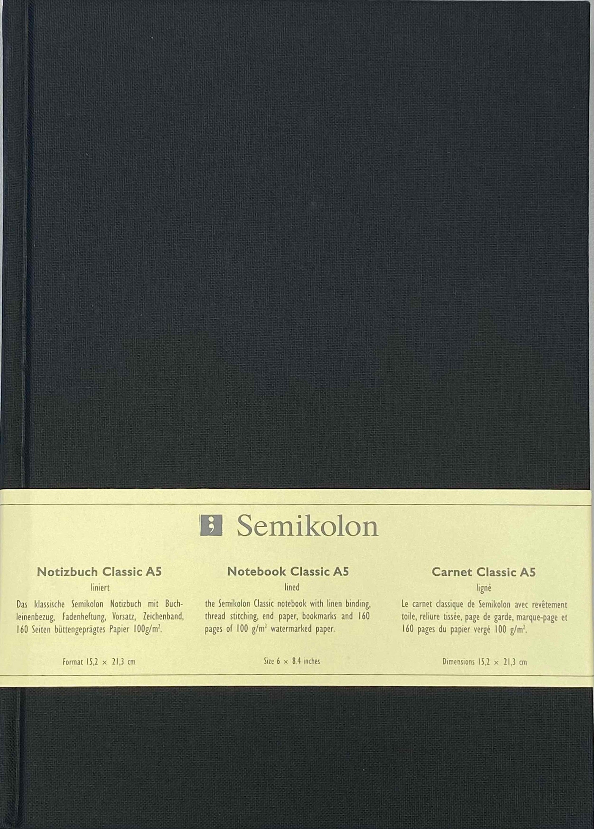 Semikolon Notebook Classic A5 Ruled Black