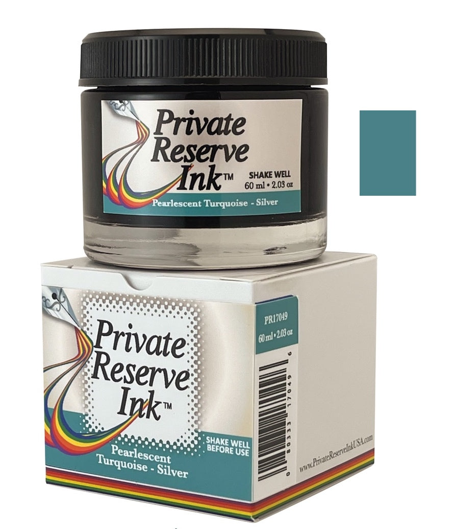 Private Reserve Pearlescent Ink 60ml - Turquoise Silver - Blesket Canada
