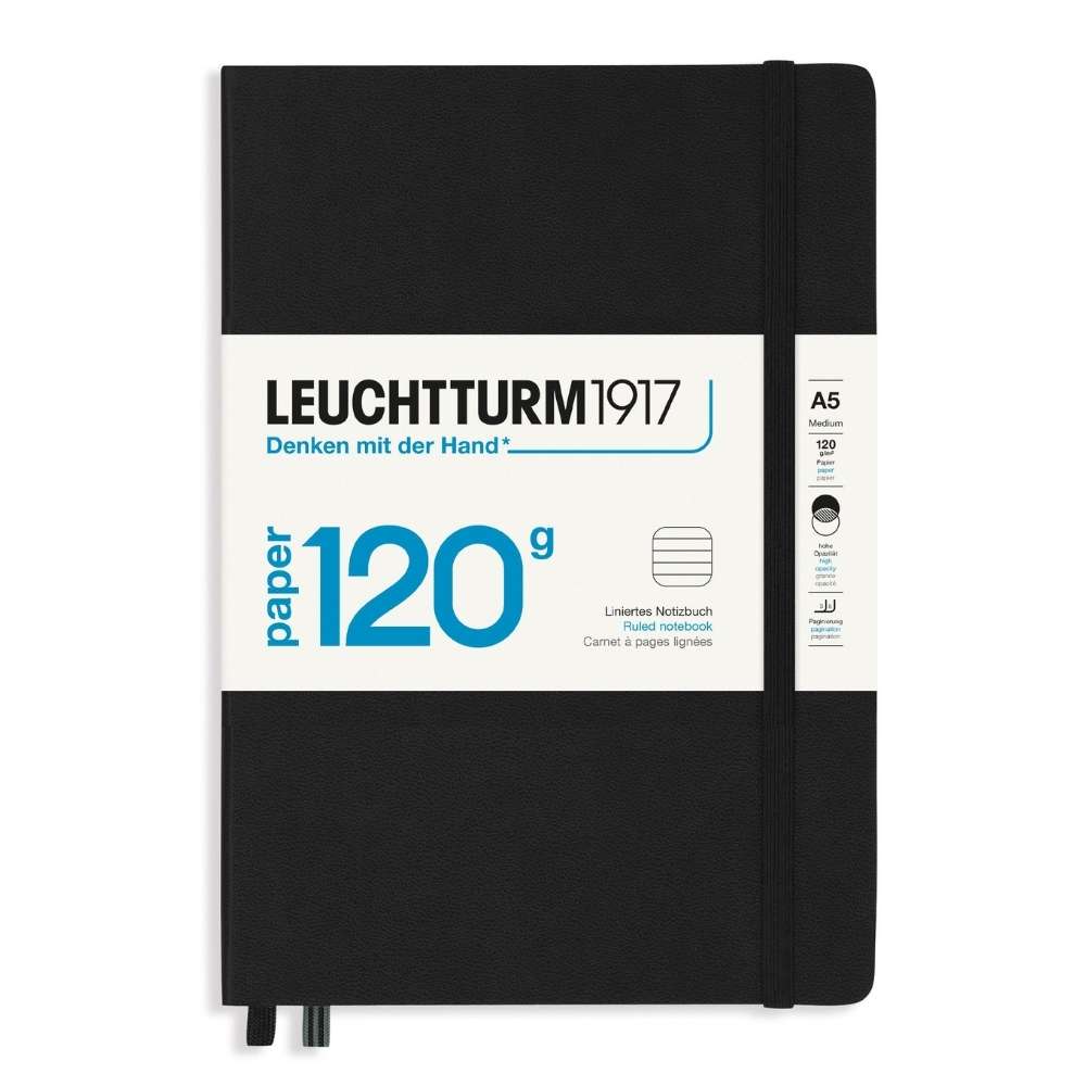 LEUCHTTURM1917 Hardcover Notebook 120g Edition Medium - Black(Ruled) - Blesket Canada