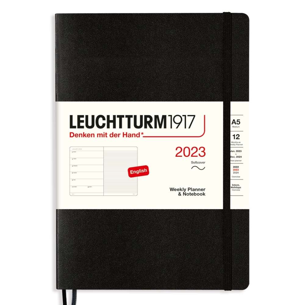 Leuchtturm1917 Weekly Planner 2023 Medium(A5) Softcover - Black - Blesket Canada