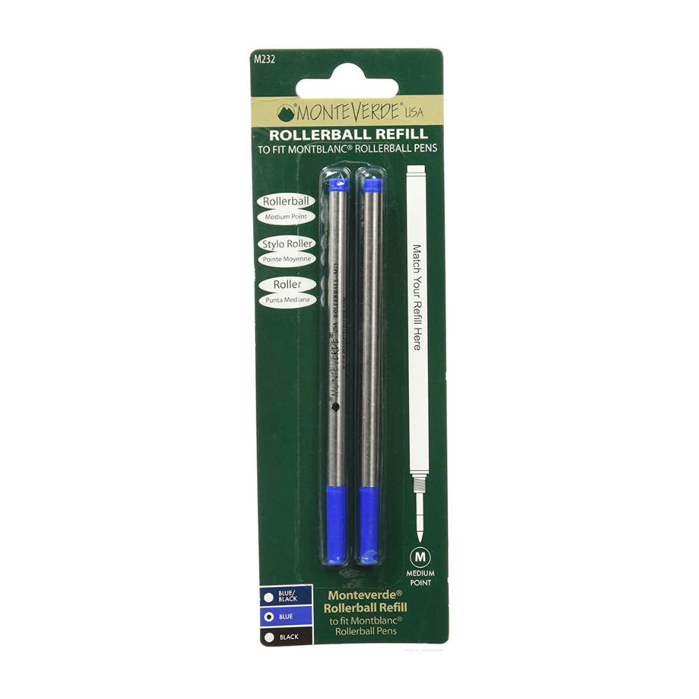 Monteverde USA Rollerball Refills to fit Montblanc Pens- Medium (2 pcs) - Blesket Canada