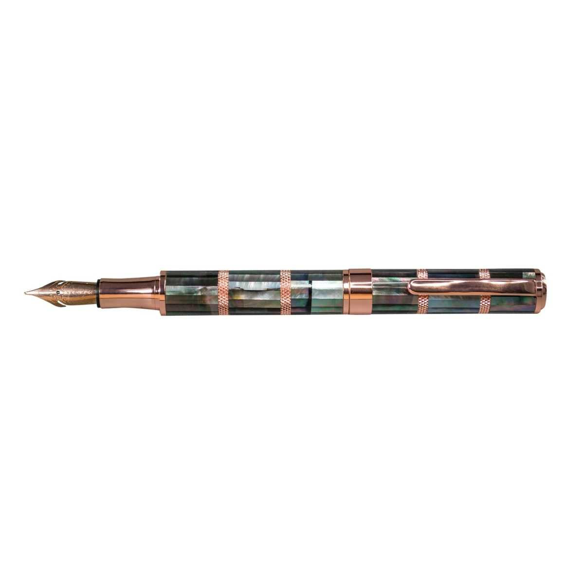 Monteverde Regatta Black Mother of Pearl Fountain Pen L.E. Rosegold Omniflex - Blesket Canada