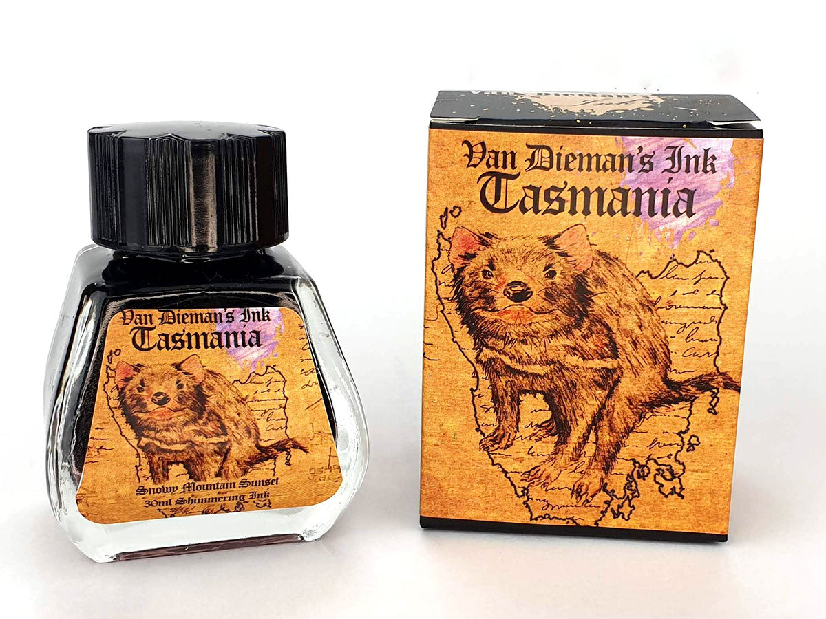 Van Diamen's Ink Tassie Tasmania 30ml Ink Bottle - Snowy Mountain Sunset - Blesket Canada