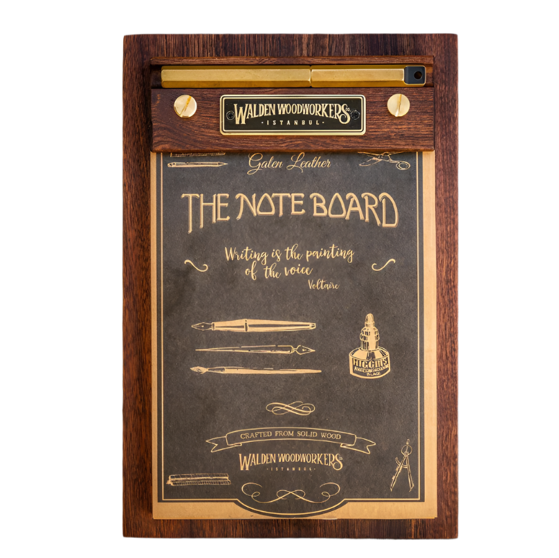 Galen Leather The Note Board - Wooden Rhodia Notepad Holder - Mahogany - Blesket Canada