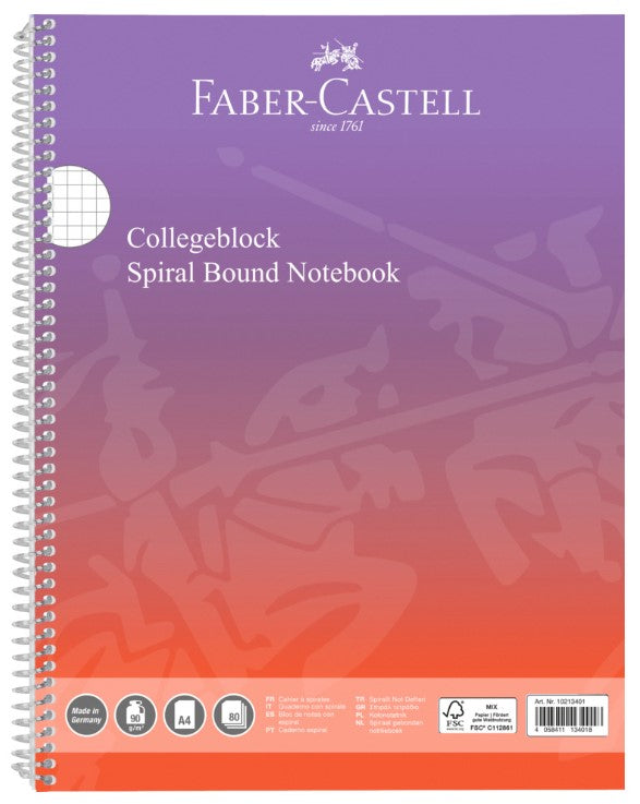 Faber-Castell Spiral Notebook A4 Squared – Punchy Melon (80 Sheets) - Blesket Canada
