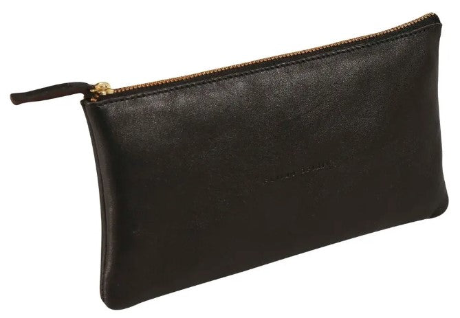 Clairefontaine Flying Spirit Smooth Leather Flat Pencil Case - Black - Blesket Canada