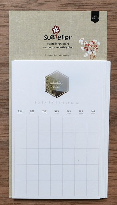 Suatelier Design Stickers – Monthly Plan Calender Sticker - 12 Sheets - Blesket Canada
