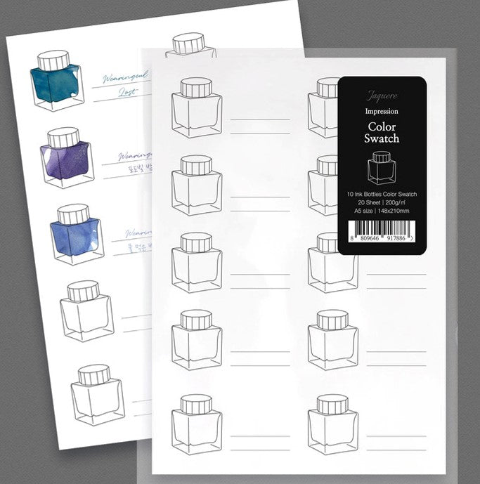 Wearingeul Impression 10 Ink Bottles Color Swatch Paper A5 - 20 Sheets - Blesket Canada