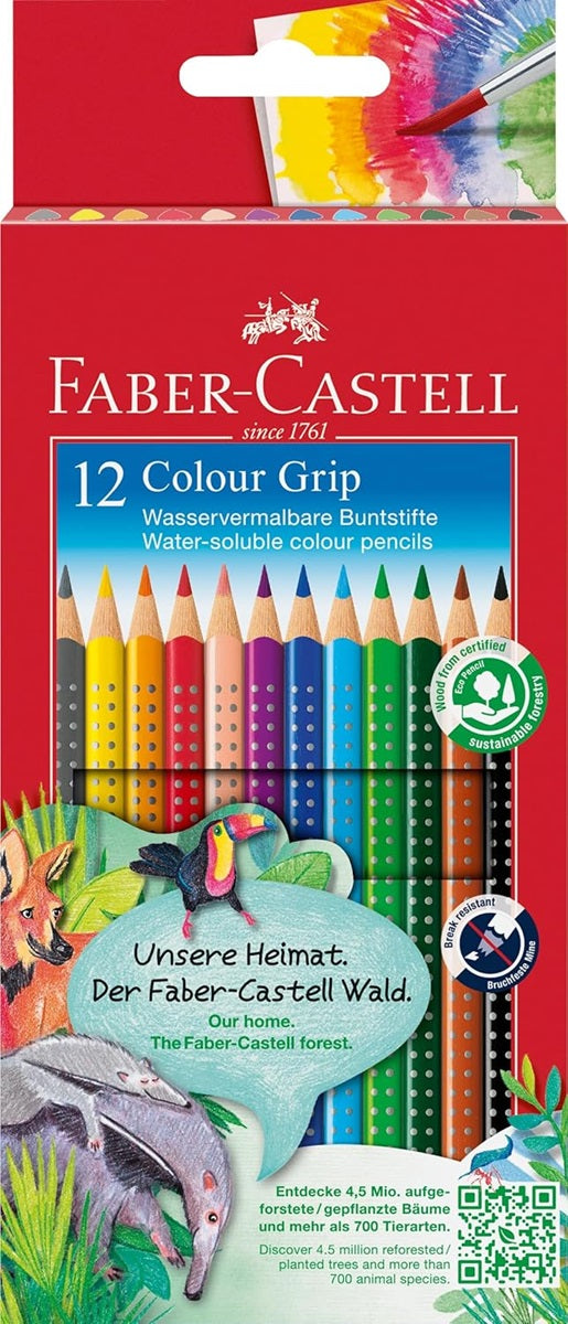 Faber-Castell Colour Grip Water-Soluble Colour Pencils - Box of 12 - Blesket Canada