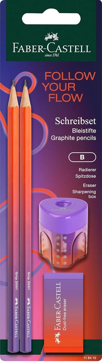 Faber-Castell Flow Punchy Melon Writing Set with Pencils, Eraser & Sharpener - Blesket Canada