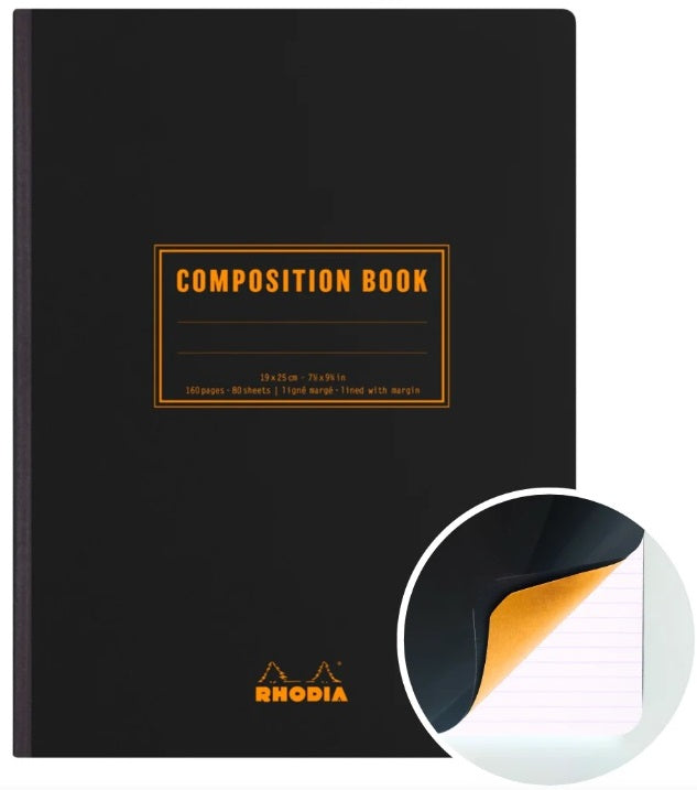 Rhodia Sewn-bound Composition Book Lined+Margin B5 – Black - Blesket Canada