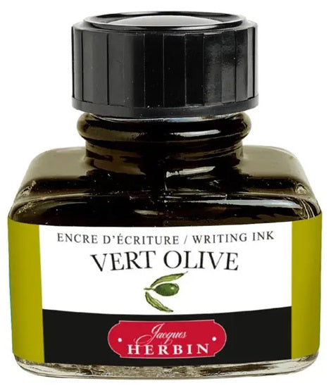 J.Herbin Fountain Pen 30mL Ink Bottle - Vert Olive (Olive Green) - Blesket Canada