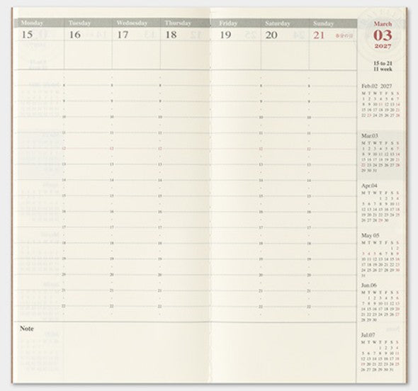 TRAVELER'S Notebook 2027 Weekly Vertical Diary Refill – Regular Size - Blesket Canada