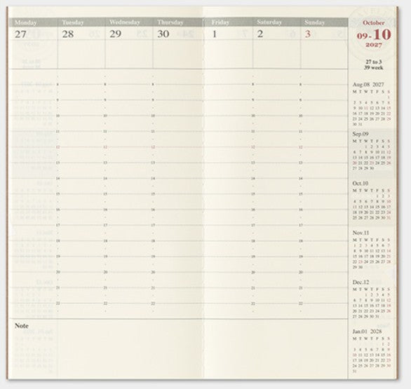 TRAVELER'S Notebook 2027 Weekly Vertical Diary Refill – Regular Size - Blesket Canada