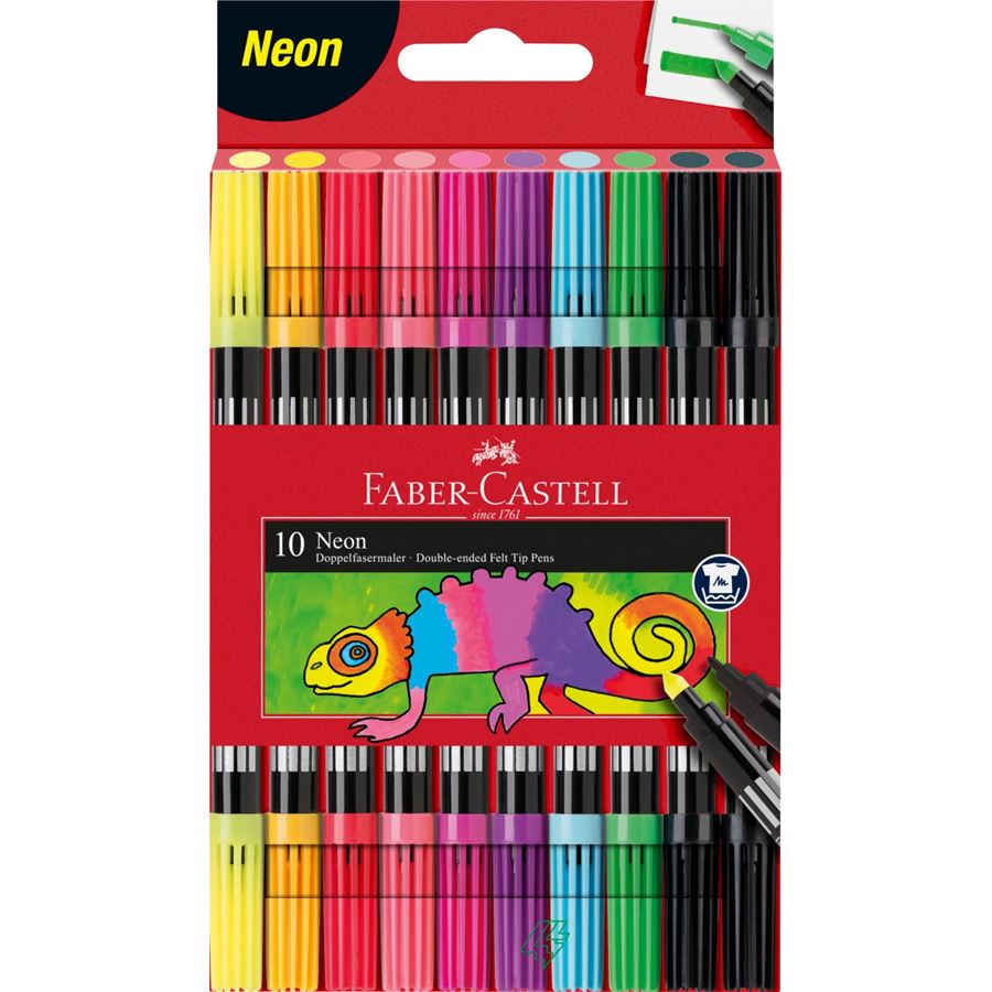 Faber-castell Double-ended felt tip pen, Neon, Cardboard wallet of 10 - Blesket Canada