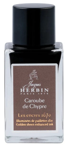 J. Herbin Prestige 1670 Collection Gold Glitter 15ml Ink Bottle - Carob from Cyprus - Blesket Canada