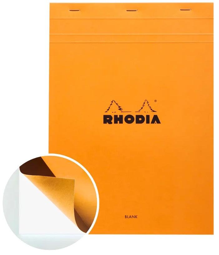 Rhodia Stapled Notepad #18 A4 - Blank - Orange - Blesket Canada