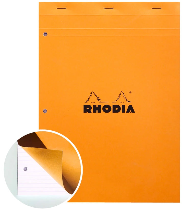 Rhodia Stapled Lined Perforated Notepad – Orange A4 (80 Sheets) - Blesket Canada