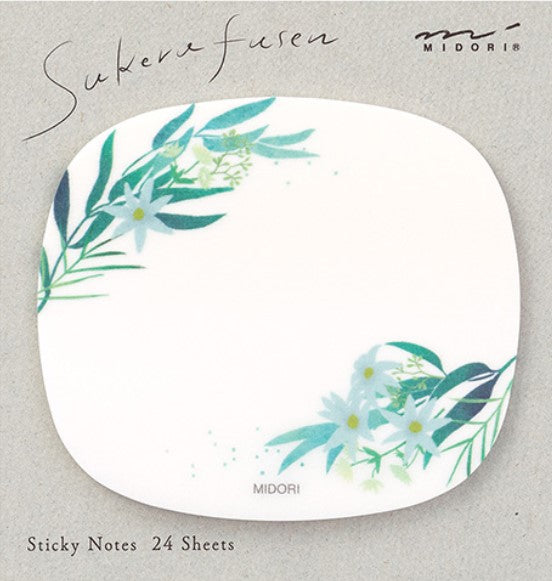 Midori Transparent Sticky Notes 24 Sheets – Leaf Design - Blesket Canada