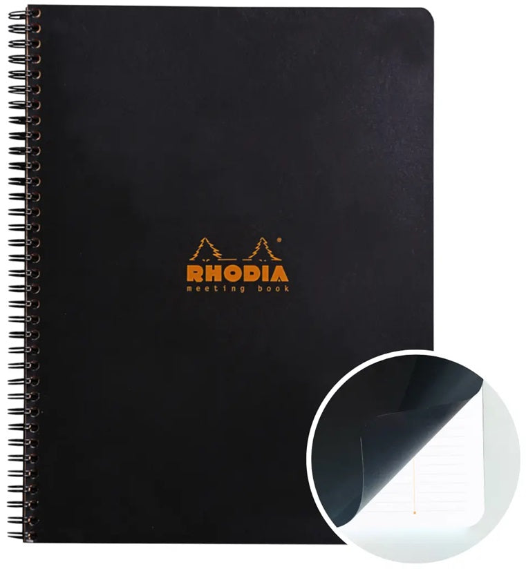 Rhodia Meeting Notebook A4+ Black – 160 Pages Lined with Date, Notes & Action Sections - Blesket Canada