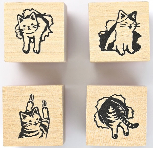 Wooden Stamp – Mischief in the Margins - Cat - Blesket Canada