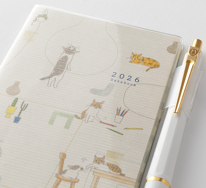 Midori Pocket Diary 2026 Monthly Block Planner - B7 Cat - Blesket Canada
