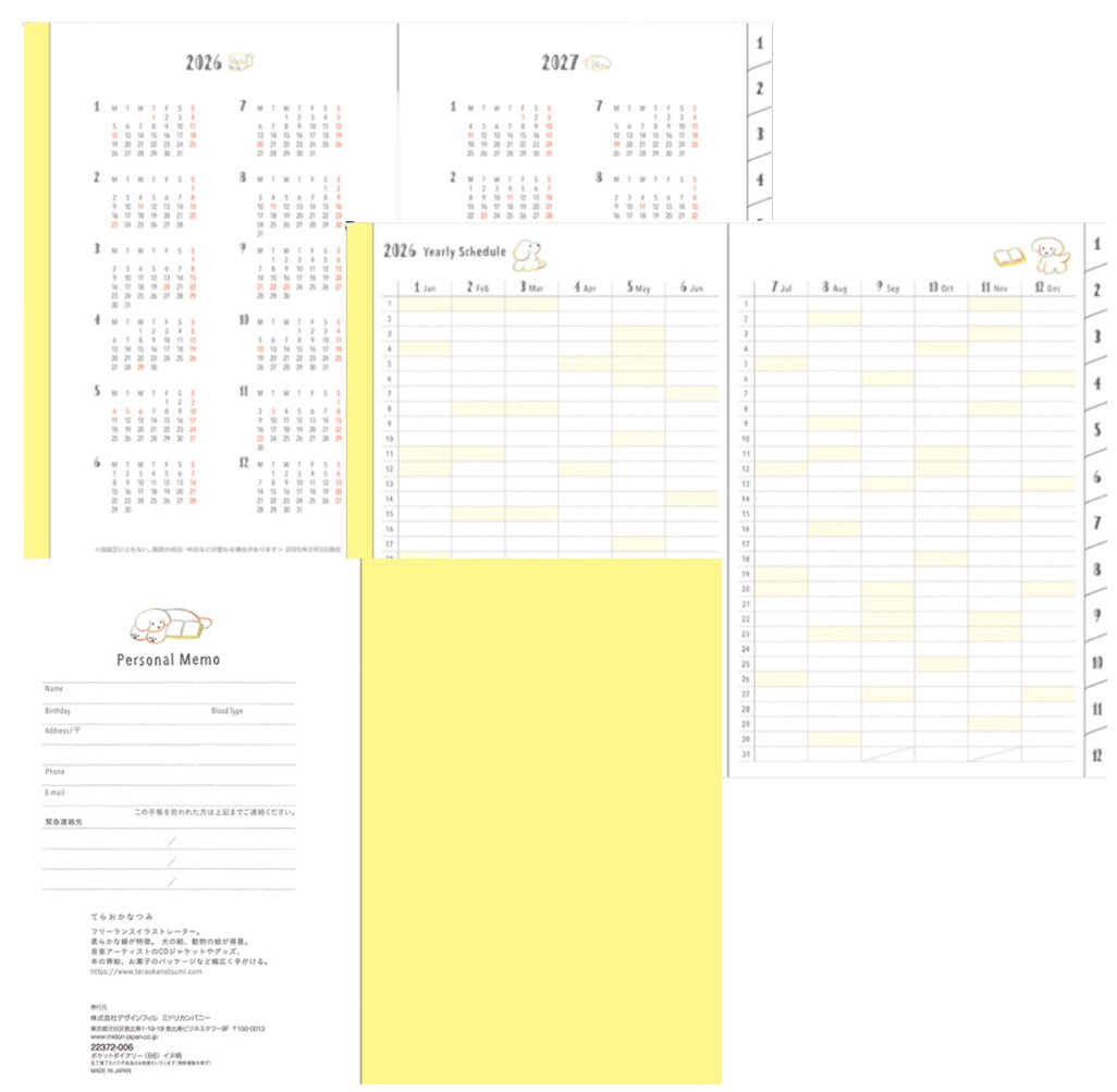 Midori Pocket Diary 2026 - Dog - Blesket Canada