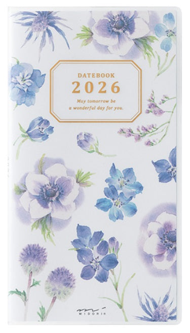 Midori Pocket Diary 2026 - Country Time Flower - Slim Size - Blesket Canada