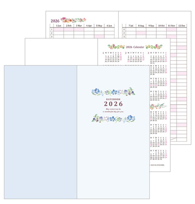 Midori Pocket Diary 2026 - Country Time Flower - Slim Size - Blesket Canada