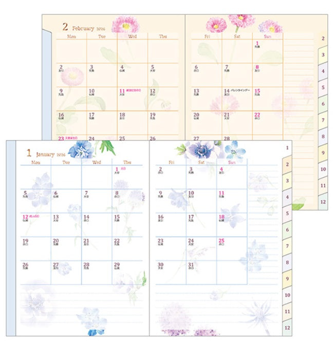 Midori Pocket Diary 2026 - Country Time Flower - A6 - Blesket Canada