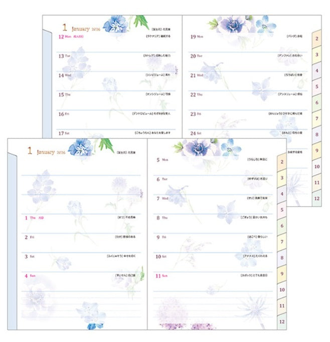 Midori Pocket Diary 2026 - Country Time Flower - A6 - Blesket Canada