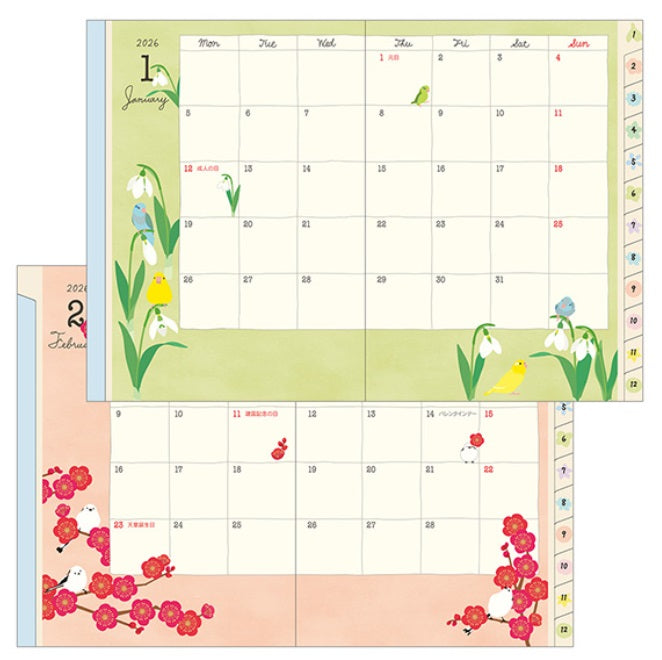 Midori Pocket Diary 2026 - Bird - A6 - Blesket Canada