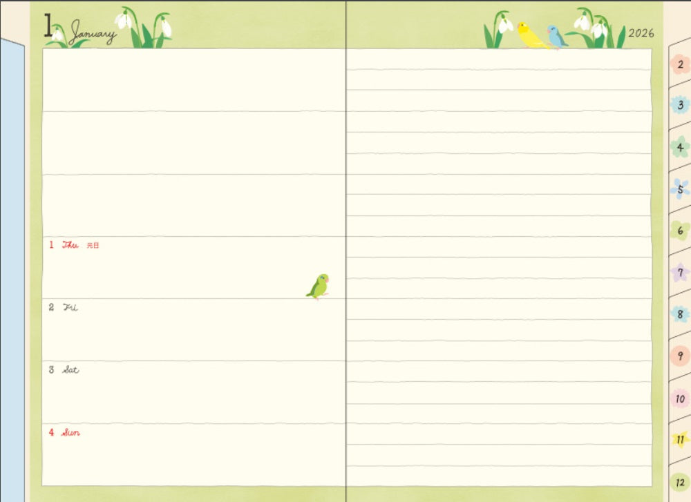 Midori Pocket Diary 2026 - Bird - A6 - Blesket Canada