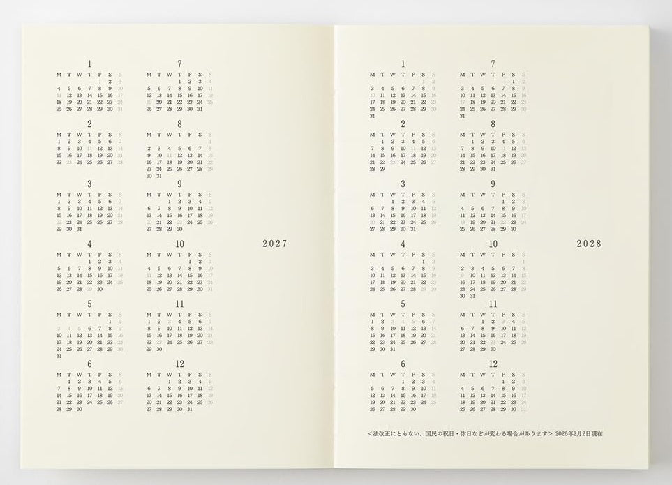 Midori MD Notebook Diary 2027 - A6 - Blesket Canada