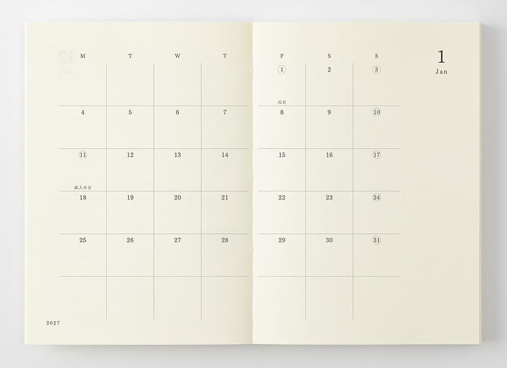 Midori MD Notebook Diary 2027 - A6 - Blesket Canada