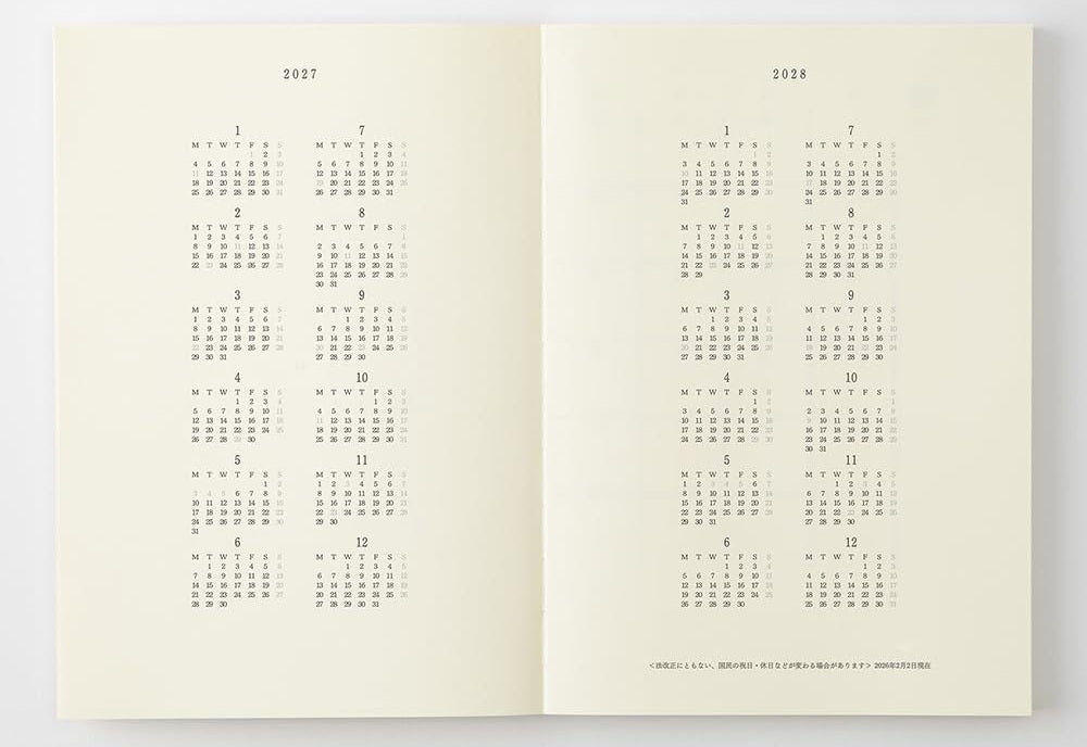 Midori MD Notebook Diary 2027 - A5 - Blesket Canada