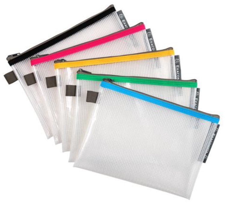 Exacompta Soft Plastic Zippered Pouch A5 - Assorted Colors (EVA Transparent) - Blesket Canada