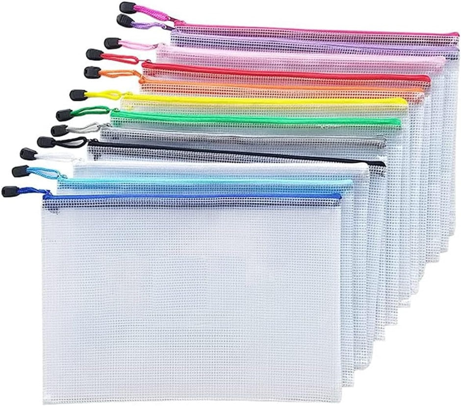 Exacompta A4 Soft Plastic Zippered Pouch - Assorted Colors (EVA Transparent) - Blesket Canada