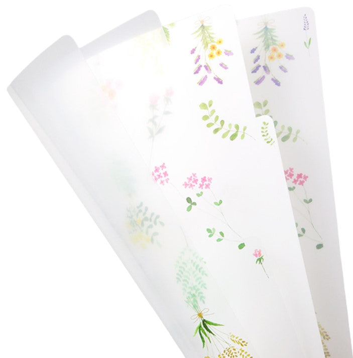 Midori 3-Pocket Clear Folder A5 – Dried Flower Pattern- Blesket Canada