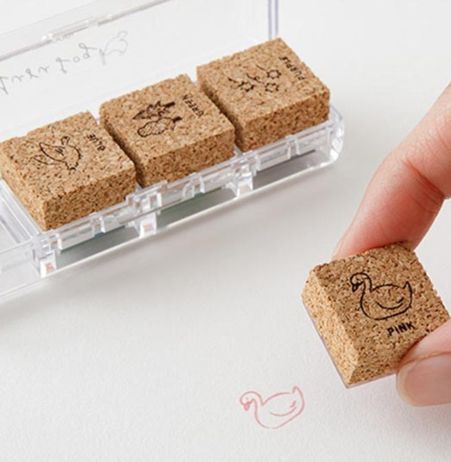 Midori Yuru Log Paintable Pre-Inked Stamp - Forest Scenery (4 Colors) - Blesket Canada