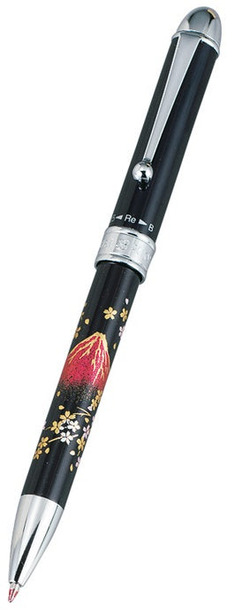 Lacquerware Lacquer Art Platinum Multi-Pen (3-in-1 Ballpoint & Mechanical Pencil) – Red Mount Fuji (Akafuji) - Blesket Canada