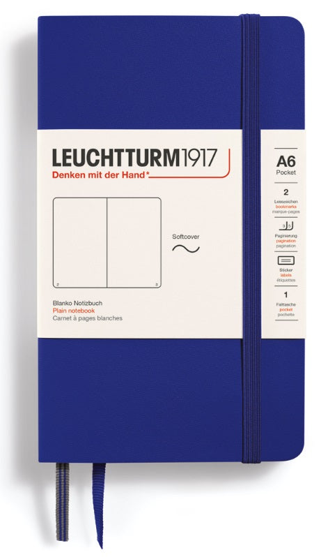 Leuchtturm Softcover Plain Notebook 123 Pages Pocket A6 - Ink - Blesket Canada