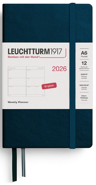 LEUCHTTURM1917 Weekly Planner 2026 Pocket (A6) English - Deep Sea - Blesket Canada