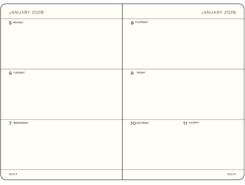 LEUCHTTURM1917 Softcover Weekly Planner 2026 Medium (A5) English - Black - Blesket Canada