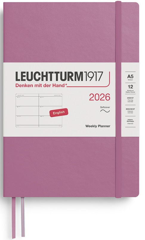 LEUCHTTURM1917 Softcover Weekly Planner 2026 Medium (A5) English - Dusty Rose - Blesket Canada
