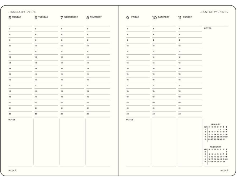 LEUCHTTURM1917 Weekly Planner 2026 Medium (A5) English - Black - Blesket Canada