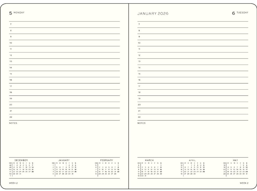 LEUCHTTURM1917 372773 Dagkalender Medium (A5) 2026, Dusty Rose, Engels